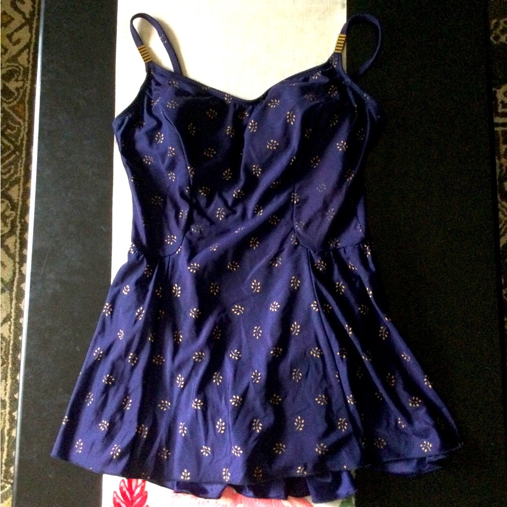 🚺🆕 Navy and Gold Swimsuit Dress 🌊🌼🌿